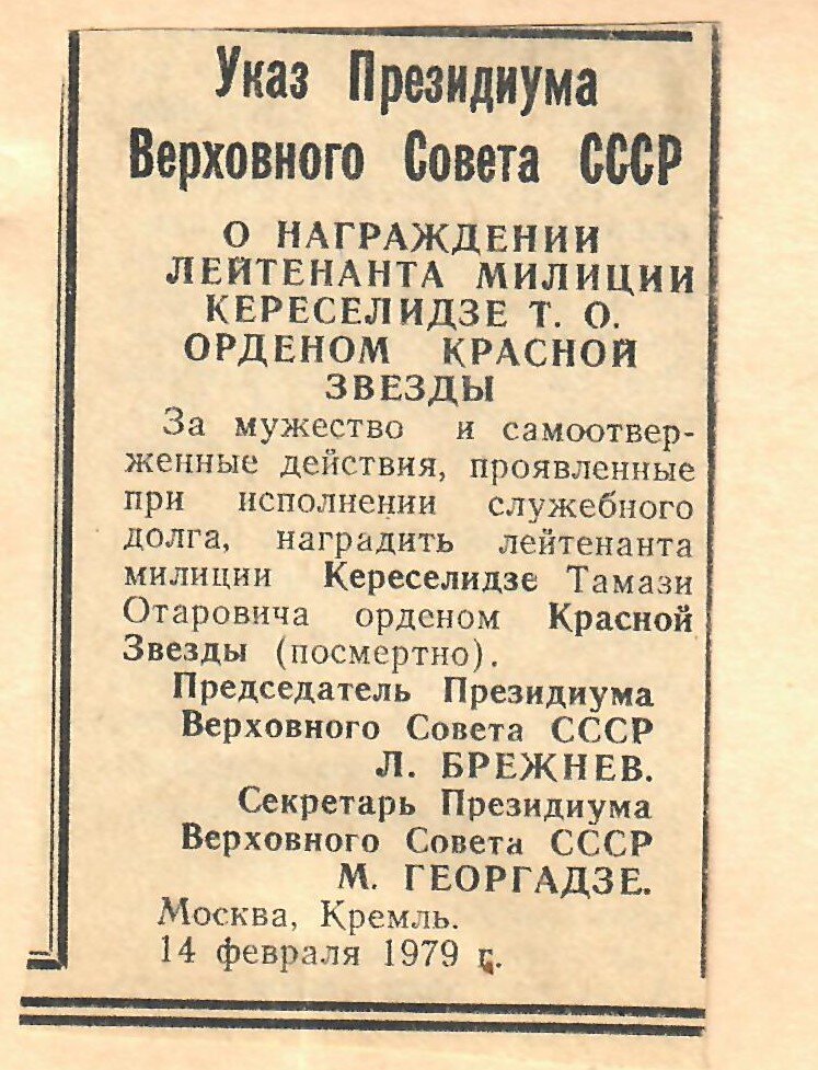 В память о герое: о молодом лейтенанте Кереселидзе, погибшем на службе